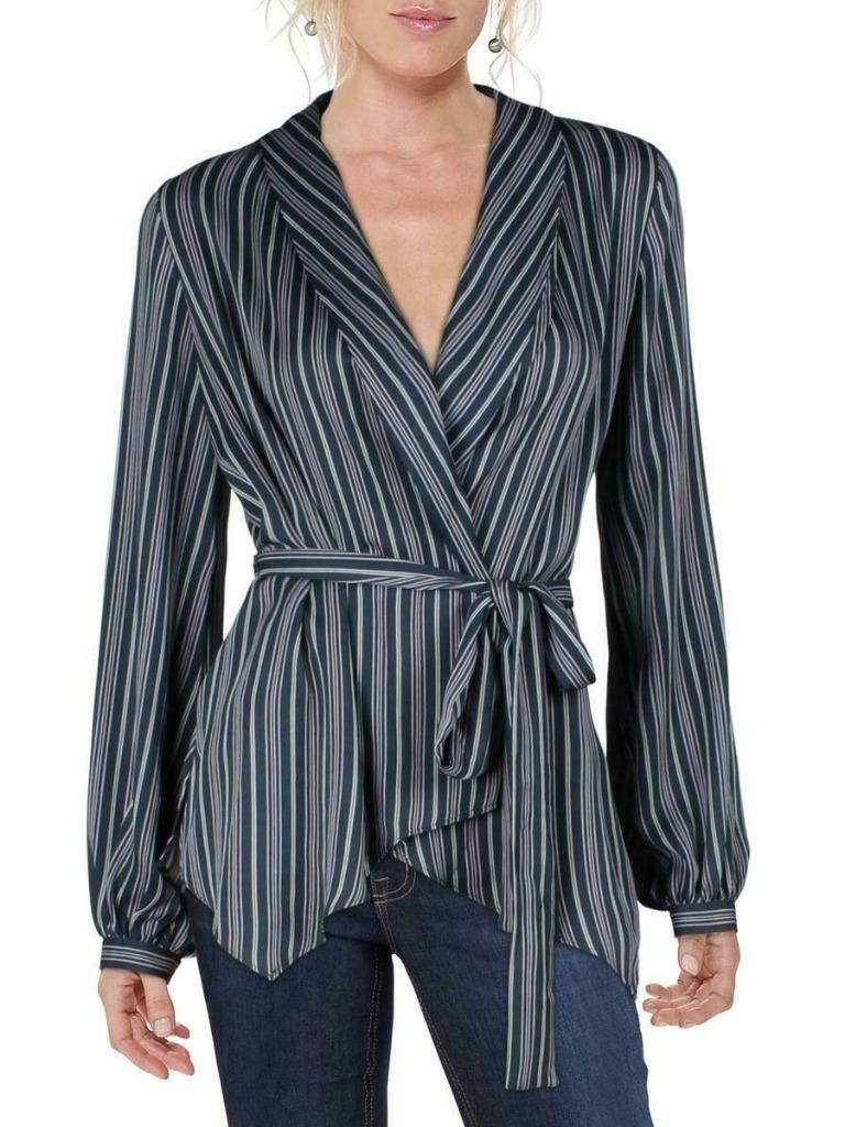 Bcbgmaxazria Assymetric Wrap Blouse - Midnight Teal